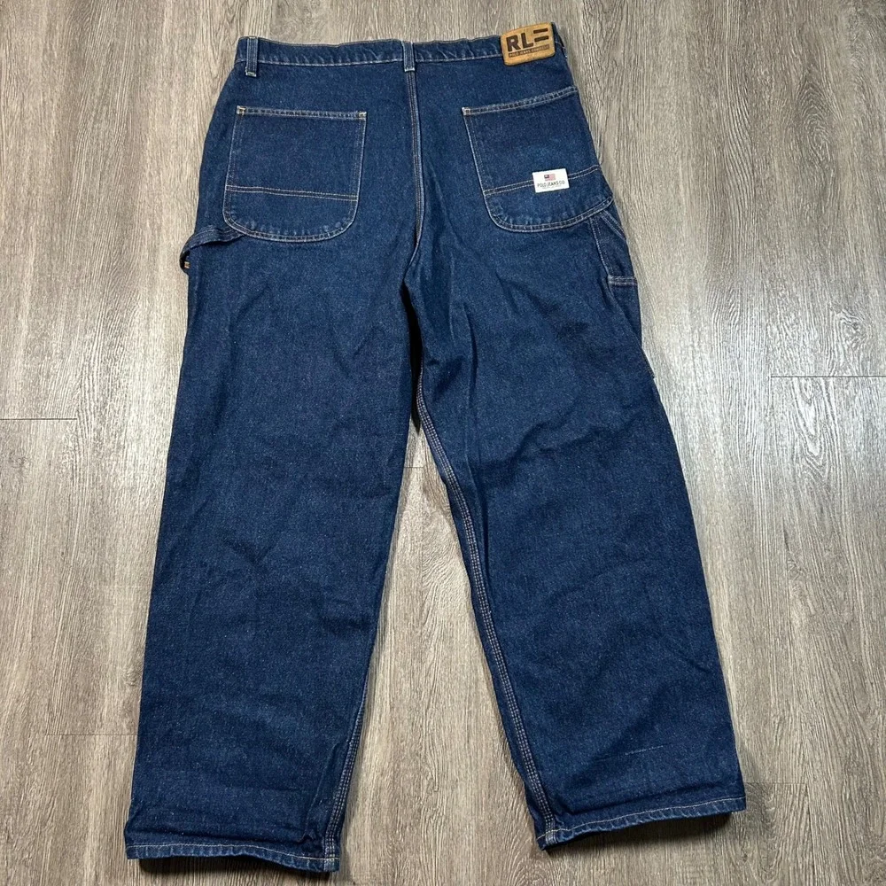 Vintage Polo Jeans Co Ralph Lauren Carpenter Pants 36x30 Blue Denim Baggy